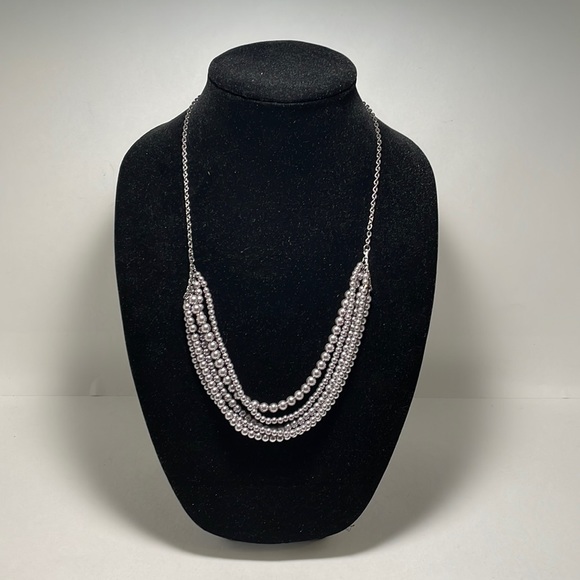 J Crew Grey Silver Multi-Strand Pearl Necklace - Picture 1 of 4